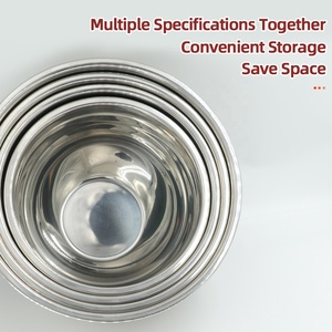 Gran oferta, cuenco plano antideslizante con fondo de silicona para mezclar huevos, cuencos redondos para mezclar panadería de Metal de acero inoxidable 304 - Product Image 4