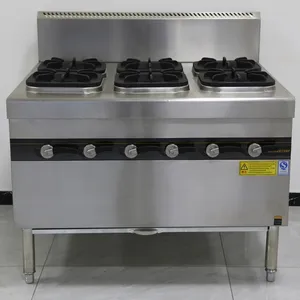 Commercial Kitchen Equipment Free Standing Stainless Steel 6 Burners Gas Cooking Ranges Cooktop Stove