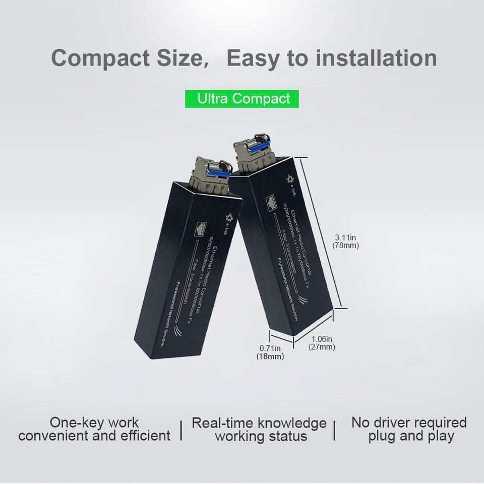 Micro Mini Gigabit Ethernet Media Converter with 100/1000BASE-X SFP Slot for Copper to Fiber Network Conversion