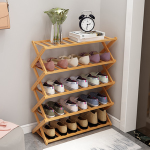 Multi Layer Wooden Shoe Rack Foldable Storage Shelf For Home Dormitory Sports Shoes Organizing Cabinet - Product Image 4