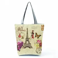 लंदन एफिल टॉवर प्रिंट महिलाओं के बैग फेरिस व्हील डच विंडमिल प्रिंट महिलाओं के कंधे बैग पेरिस यात्रा बैग