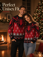 Pull de Noël à motif d'araignée, imprimé numérique 3D, pull de fête, motif flocon de neige, tricot unisexe personnalisé