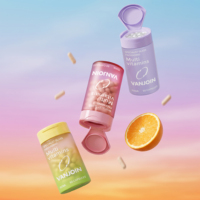Flacon vide en verre à visser, résistant aux enfants, pour compléments alimentaires, avec bouchon en plastique, support pour capsule en verre, couleur personnalisée, emballage personnalisé