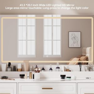 Tocador de Maquillaje con Espejo LED, 3 Opciones de Iluminación de Color, Enchufe de Carga Integrado, 7 Cajones de Gran Capacidad - Product Image 4