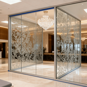 Divisorio Mobile Tradizionale in Vetro Temperato con Ruote <span class=keywords><strong>per</strong></span> <span class=keywords><strong>Ambienti</strong></span> di Lavoro Flessibili - Product Image 2