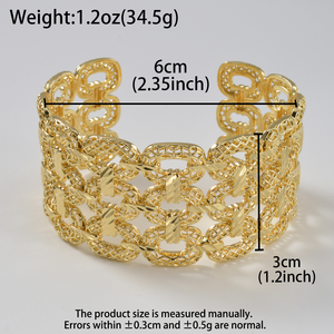 Pulseras de cadena de eslabones anchos huecos de lujo para mujer, chapadas en oro de 18k, antideslustre, personalizadas. - Product Image 6
