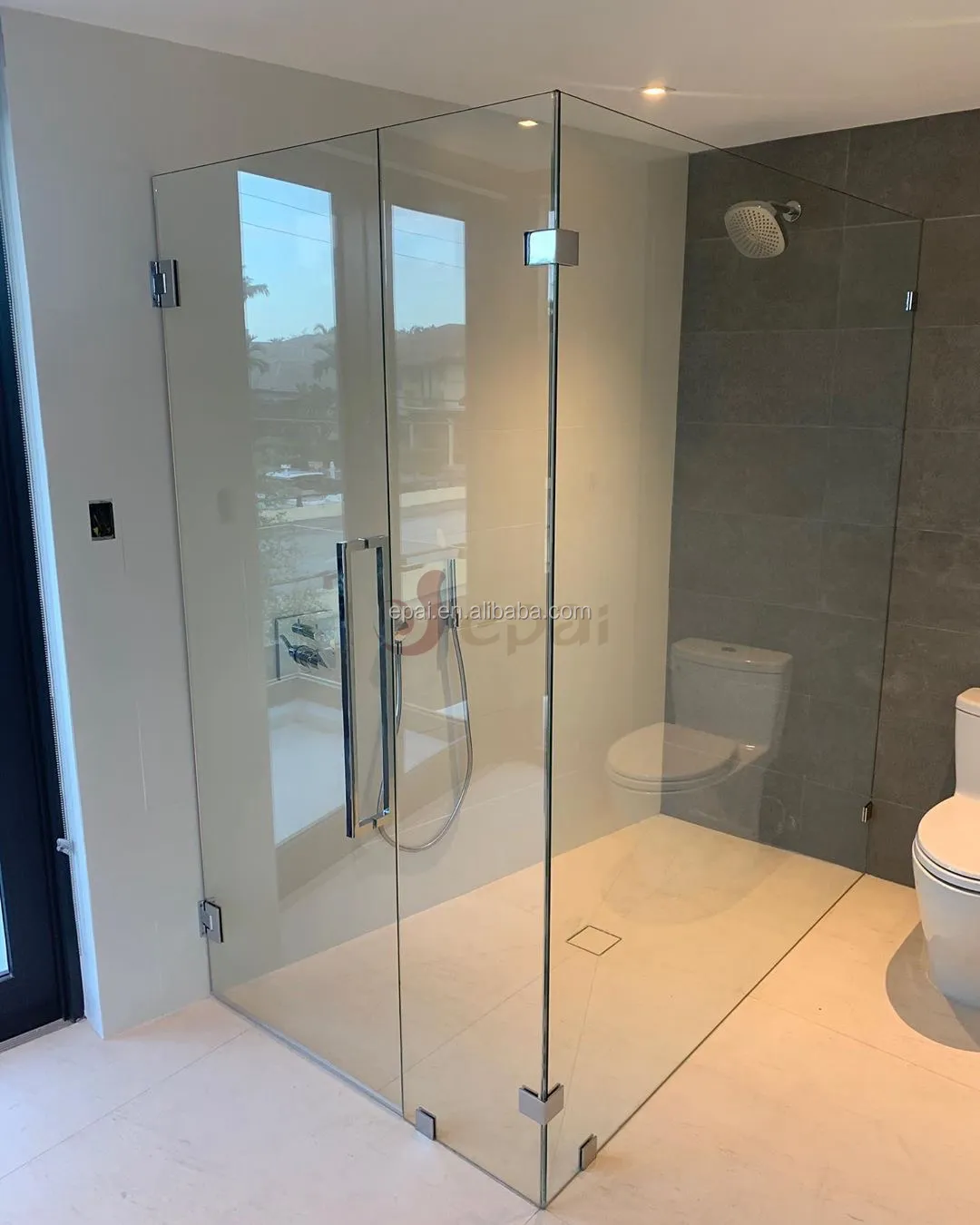 Epai Project soluation for Prefab Modular Stainless Steel bathroom glass door design
