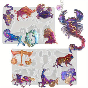 2 jeux de moules en silicone pour les 12 signes du zodiaque, boucles d'oreilles, accessoires, pendentifs, décoration intérieure. - Product Image 1