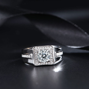 Moissanite सगाई पुरुषों की अंगूठी बहादुरी की <span class=keywords><strong>1CT</strong></span> दौर Moissanite हीरा 925 स्टर्लिंग चांदी की अंगूठी - Product Image 3