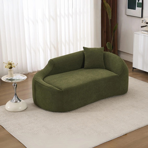 Vacuum Packed Curved Sofa, 2 Seater Size Boucle Fabric Curved Loveseat, Space Saving Vacuum Compression For Easy Shipping - Product Image 1