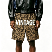 Short en coton French Terry personnalisé, imprimé DTG couleur vintage, haute qualité, motif léopard, idéal pour l'été