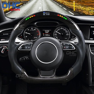 Volant LED S3 S4 S5 S6 Au-di OHC MOTORS pour Audi <span class=keywords><strong>RS</strong></span> RS3 RS4 RS5 RS6 RS7 S-<span class=keywords><strong>line</strong></span> SQ5, volant en fibre de carbone avec échappement - Product Image 1