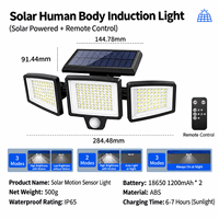 Lampe murale solaire à détecteur de mouvement 210 LED 2800LM IP65, éclairage de sécurité extérieur avec télécommande pour jardin, garage, allée
