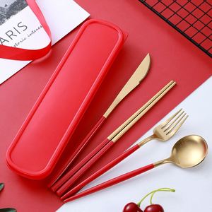 ชุดช้อนส้อมมีดตะเกียบพกพาสำหรับแคมป์ปิ้ง สแตนเลส 304 ขายดี พร้อมกล่อง - Product Image 3