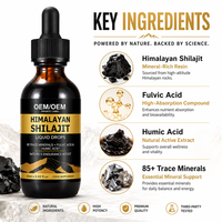 Gouttes liquides de Shilajit de l'Himalaya à marque privée OEM, extrait de résine minérale, complément alimentaire, formule personnalisée, vente en gros, usine, 60 ml