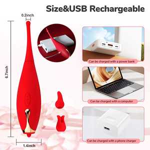 Masajeador de Clítoris con Lengua Vibradora de 10 Velocidades, Edición Roja, Recargable por USB, Impermeable IPX6, para Uso Diario, Triple Diversión - Product Image 1