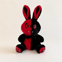 Peluche Lapin d'Halloween 36 cm, Animal en Peluche Gothique Effrayant, Poupée Mignonne et Horripilante avec Dents de Vampier Rouges et Noires, Cadeau Décoratif