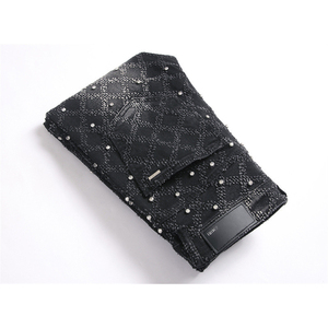 Vaqueros de hombre con bordado de diamantes, corte bootcut, desgastados, rasgados, elásticos, ajustados y acampanados - Product Image 6