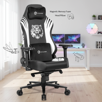 Chaise de jeu de style exécutif moderne, ergonomique, noire, haut de gamme, avec accoudoirs 4D et appui-tête magnétique, pour configuration de jeu à domicile