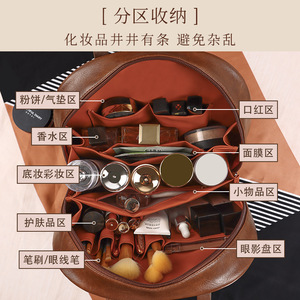 Sac à cosmétiques rétro en cuir ciré, grande capacité, fermeture éclair, poignée souple, couleur unie, pour femmes, rangement de voyage - Product Image 4