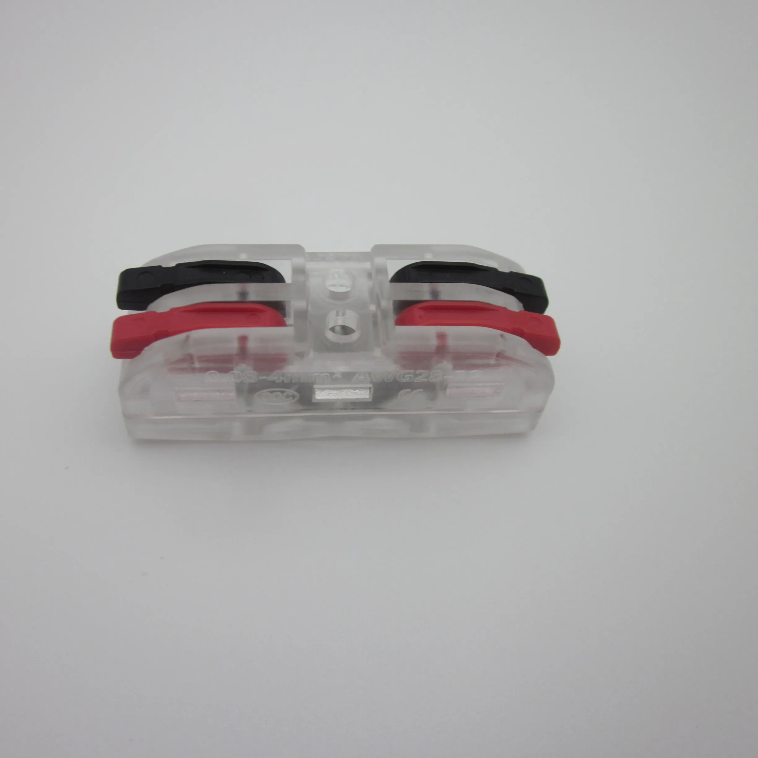 SPL2 Origin China CE Certification PC Material Transparent Color 2 Conductor L N red black Lever Terminal Block Wire Connector