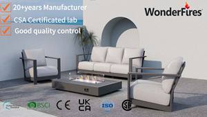 36 इंच वर्ग फायर पिट टेबल और सोफे के साथ एल्यूमीनियम आउटडोर फर्नीचर - Product Image 6