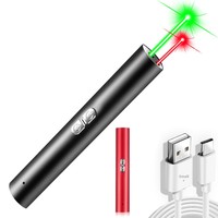 LED笔式手电筒激光笔可充电铝合金红绿双光束办公商务户外指示器教鞭