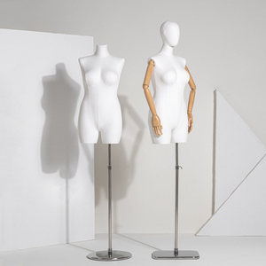 <span class=keywords><strong>Mannequin</strong></span> de couture demi-corps en plastique recouvert de tissu, <span class=keywords><strong>grande</strong></span> <span class=keywords><strong>taille</strong></span>, pour vêtements de femmes rondes, avec bras en bois - Product Image 4