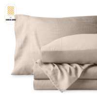 Parure de draps et taies d'oreiller 4 pièces de luxe en microfibre ultra-douce tissée et lavée à la pierre, double brossée, à poches profondes