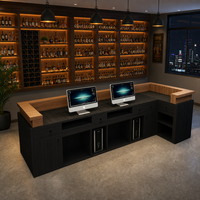 Comptoir de bar d'angle en bois de style industriel, personnalisable, pour café, restaurant, salle de sport et boîte de nuit, avec fonction de caisse de réception