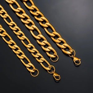 Chaîne de collier en acier inoxydable couleur or, maillons Figaro, épaisseur 3 mm/4,5 mm/6 mm/7,5 mm/9,5 mm/11,5 mm, bijoux unisexes pour les fêtes - Product Image 3