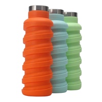 Bouteille d'eau pliable en silicone, sport, large ouverture, anti-fuite, pour l'extérieur, 20 oz/600 ml, sans BPA