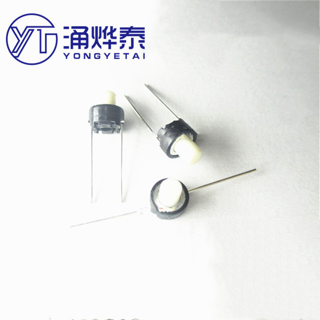 YYT Tact switch 6*6*7mm straight plug 2-pin SKRGAMD010 button micro-movement white round