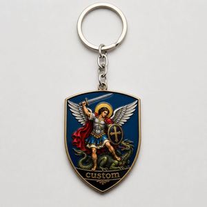 Llavero de Metal Personalizado al por Mayor con San Miguel Arcángel, Amuleto Religioso, Impresión UV, Regalo para Católicos y Creyentes - Product Image 3