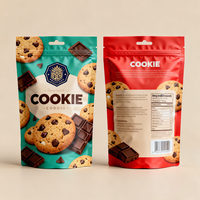 Sachet personnalisé refermable pour biscuits, pochette verticale en plastique scellée avec fermeture éclair pour emballage de bonbons et biscuits