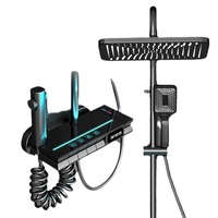 Mitigeur de douche numérique gris avec affichage LED, robinet thermostatique mural en laiton pour eau chaude et froide