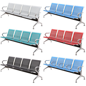 Chaise de rang en acier inoxydable de style moderne chaise de perfusion à quatre places pour le repos public dans les aéroports et le banc d'attente pour le salon - Product Image 2