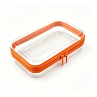 Étui de rangement transparent en PET rigide avec fermeture éclair, pochette rigide transparente pour les voyages, les articles de toilette, les fournitures de bureau, les cosmétiques