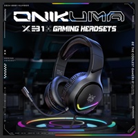 Casque Stéréo Filaire ONIKUMA X31 avec Drivers Dynamiques, Éclairage RGB ENC, Étanchéité IPX5 pour Téléphone Portable, DJ, Sport et Gaming