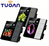 2026 TUOAN Tuya Zigbee Interrupteur de Scène Domotique 3,5 Pouces avec 4 Groupes de Commande sans Fil pour Lumières et 4 Groupes pour Rideaux