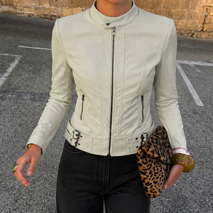 Veste tissée à col montant zippée, style Y2K rétro, vêtement d'extérieur décontracté pour femme, veste à manches longues style streetwear, haut tendance - Product Image 2