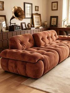 Sofá Modular de 3 Plazas Tapizado en Corduroy Premium Estilo Mid-Century para Sala de Estar - Product Image 2