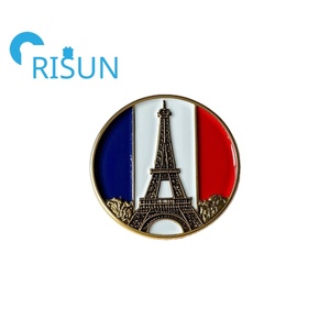Souvenirs personnalisé émail doux France drapeau National Badges broches en métal personnalisé France Paris tour Eiffel émail broches Badge - Product Image 5