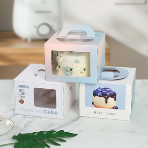Caja de Pastel Ecológica de Papel Kraft con Asa y Tapa Transparente Grande, Impresión Offset, Embalaje Seguro para Alimentos para Bodas y Fiestas - Product Image 2