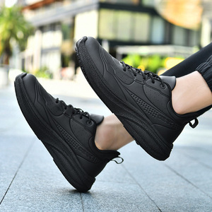 Chaussures de sport décontractées pour hommes noires, à lacets, légères, grandes tailles, chaussures de marche antidérapantes et résistantes à l'eau - Product Image 2