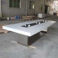 Tables et chaises de salle de réunion sur mesure, forme rectangulaire blanche, matériau de surface solide de haute qualité, 12 places