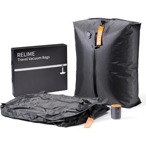Organisateur de vêtements de voyage Relime, 2 sacs sous vide gris, pompe sans fil, rectangulaire, polyester TPU, compression pour le rangement des vêtements - Product Image 1