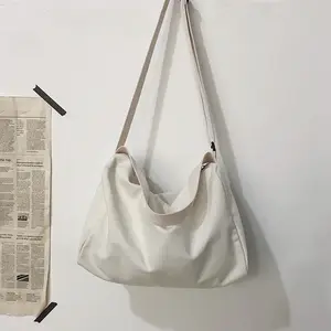 Single shoulder canvas bag women's new large capacity crossbody bag can print logo single