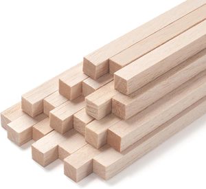 Palos de madera de <span class=keywords><strong>balsa</strong></span>, varillas de espiga de madera cuadradas, tiras para manualidades, palos de madera sin terminar para manualidades, arquitectura en miniatura - Product Image 1