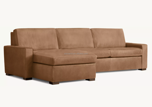 Sassanid OEM Modern Luxury Indoor Home Furniture Room Maxwell Leather <b>Sleeper</b> <b>Sofa</b>-Chaise Sectional - Product Image 5